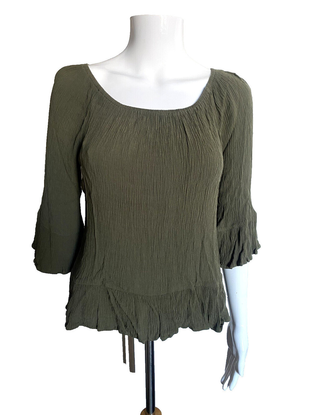 Sanctuary Women's S Small Green Off The Shoulder Top Blouse Comfy